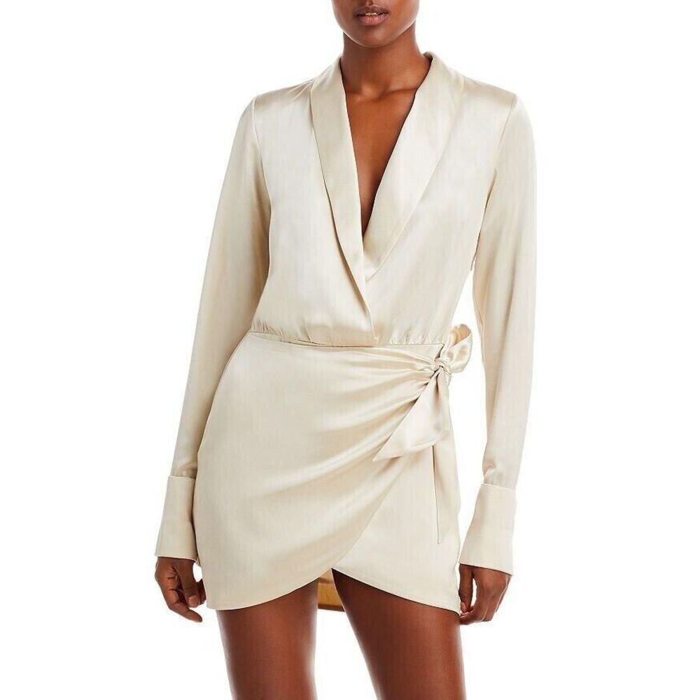Retrofete Hailey Mini Dress Satin Champagne NEW WITH TAGS Large - Picture 3 of 8